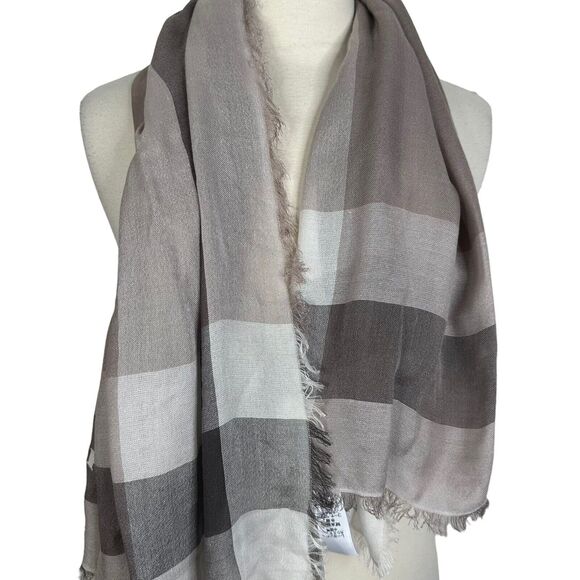 NEW Coach Women's Lightweight Windowpane Challis Scarf in Stone F54253 One Size - Picture 2 of 8